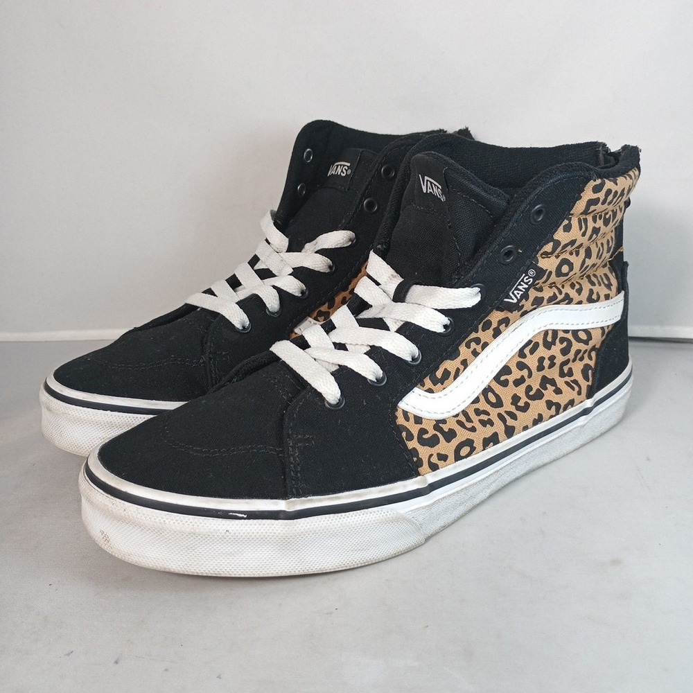 Vans Leopard Print Sk8-Hi Shoes Used Size US Missy Youth 5.5 Women US 7